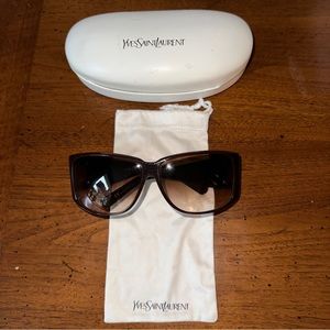 YSL YVES SAINT LAURENT  sunglasses 1637/S . Maroon/brown wrap around w/silver